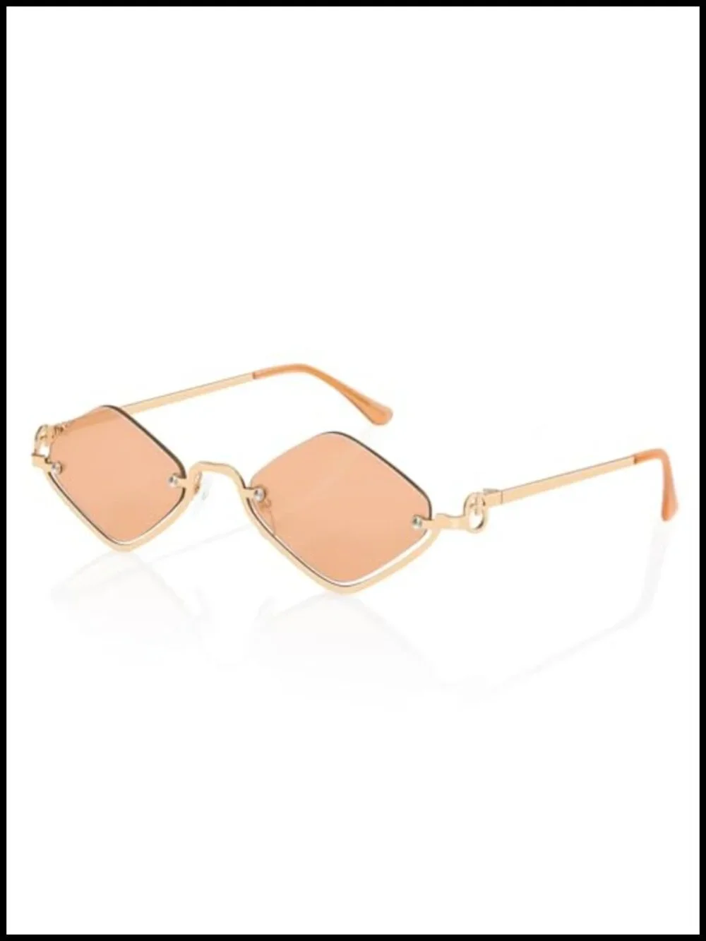 Semi-Rimless Irregular Narrow Gold Sunnies UV400 Retro Y2k Sunglasses